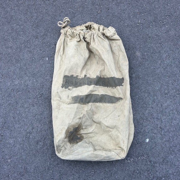 Military Surplus Other - Vintage Military Canvas Duffle Bag Khaki Tan Stenciled Drawstring‎ Sea Bag USA